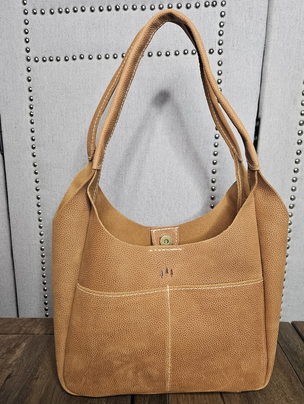 Portland Leather Goods Large Madison Shoulder Bag Floater Peach